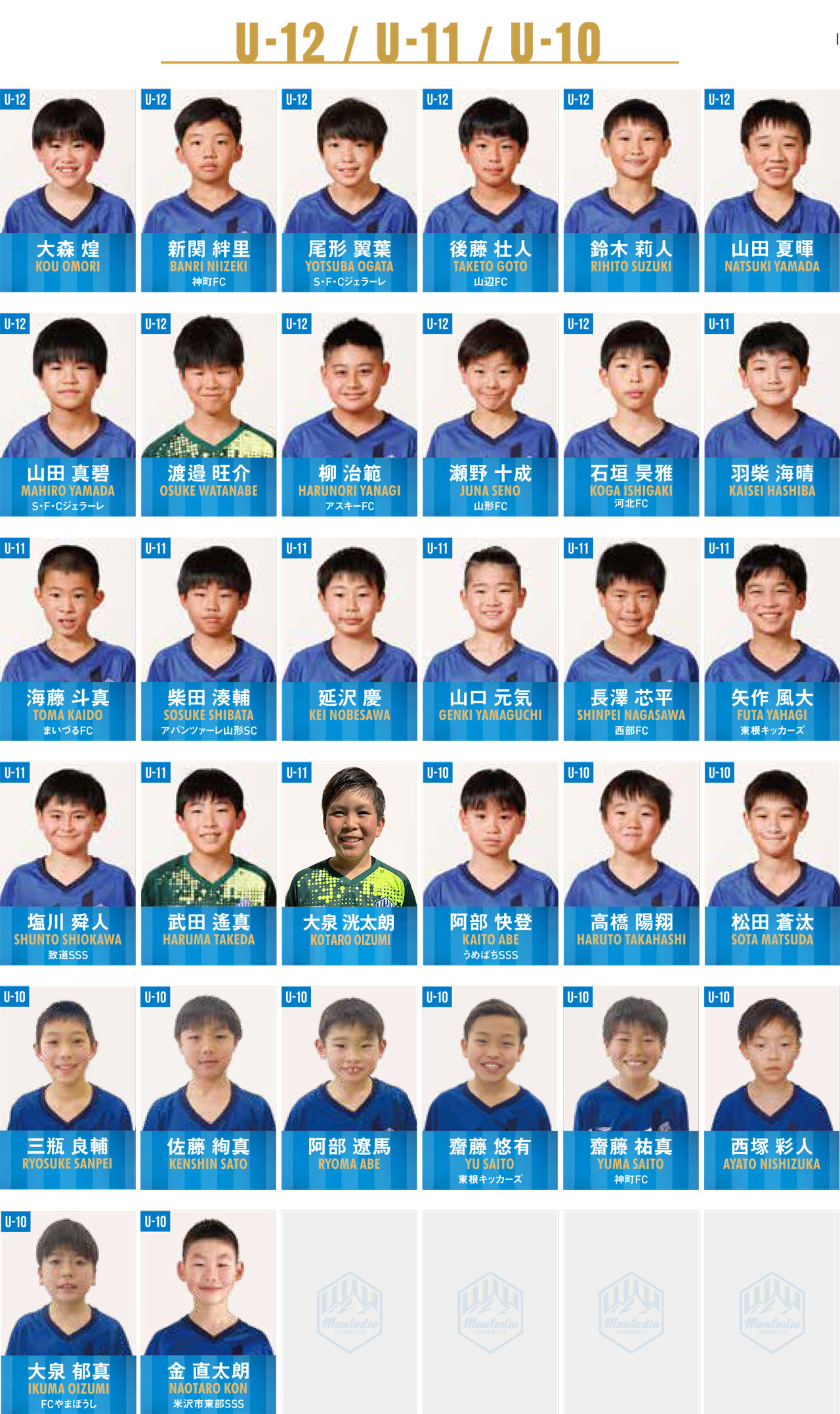 ジュニア村山（U-12） | 公益社団法人山形県スポーツ振興21世紀協会